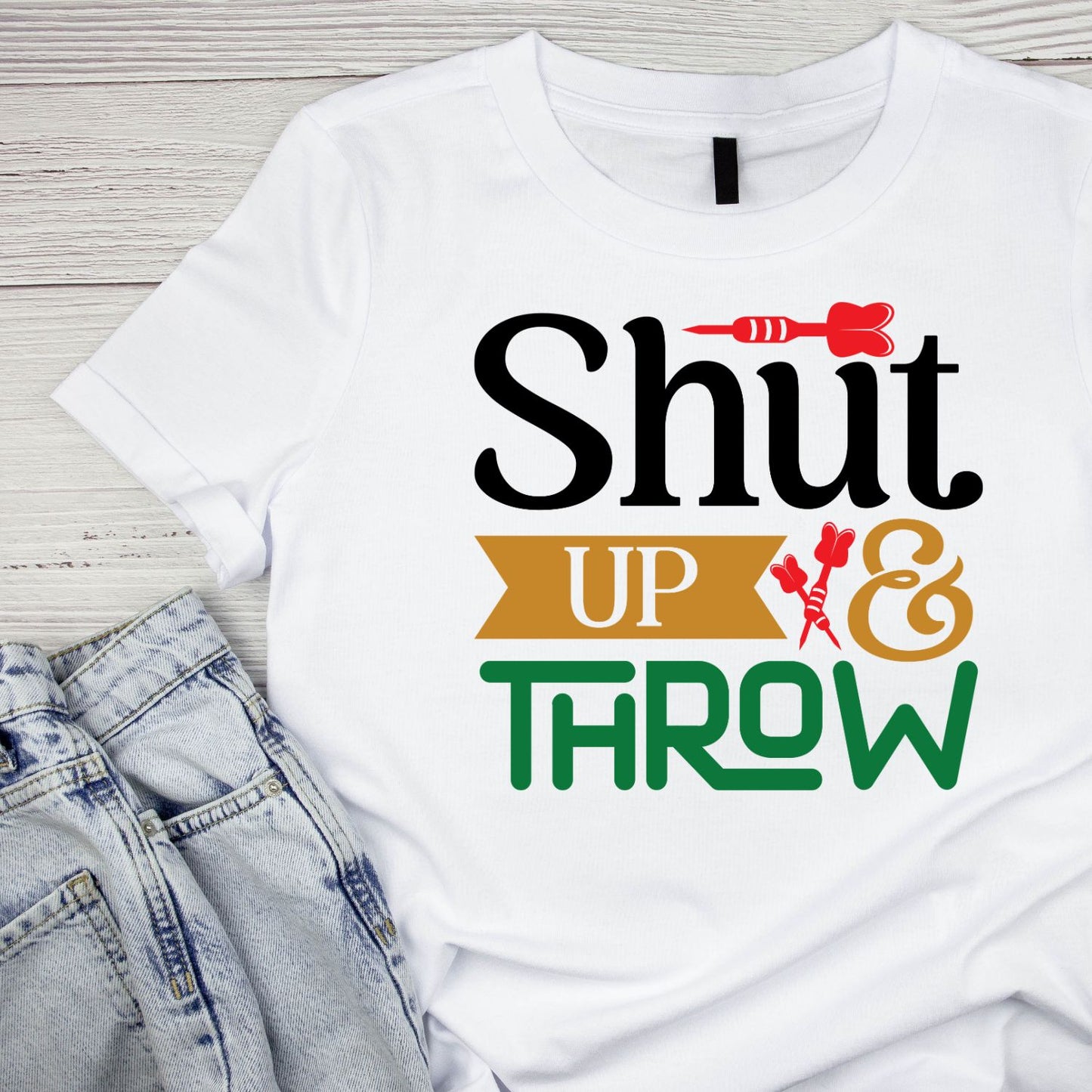 Shut Up & Throw T-Shirt | Darts Graphic Tee | Sports Shirt