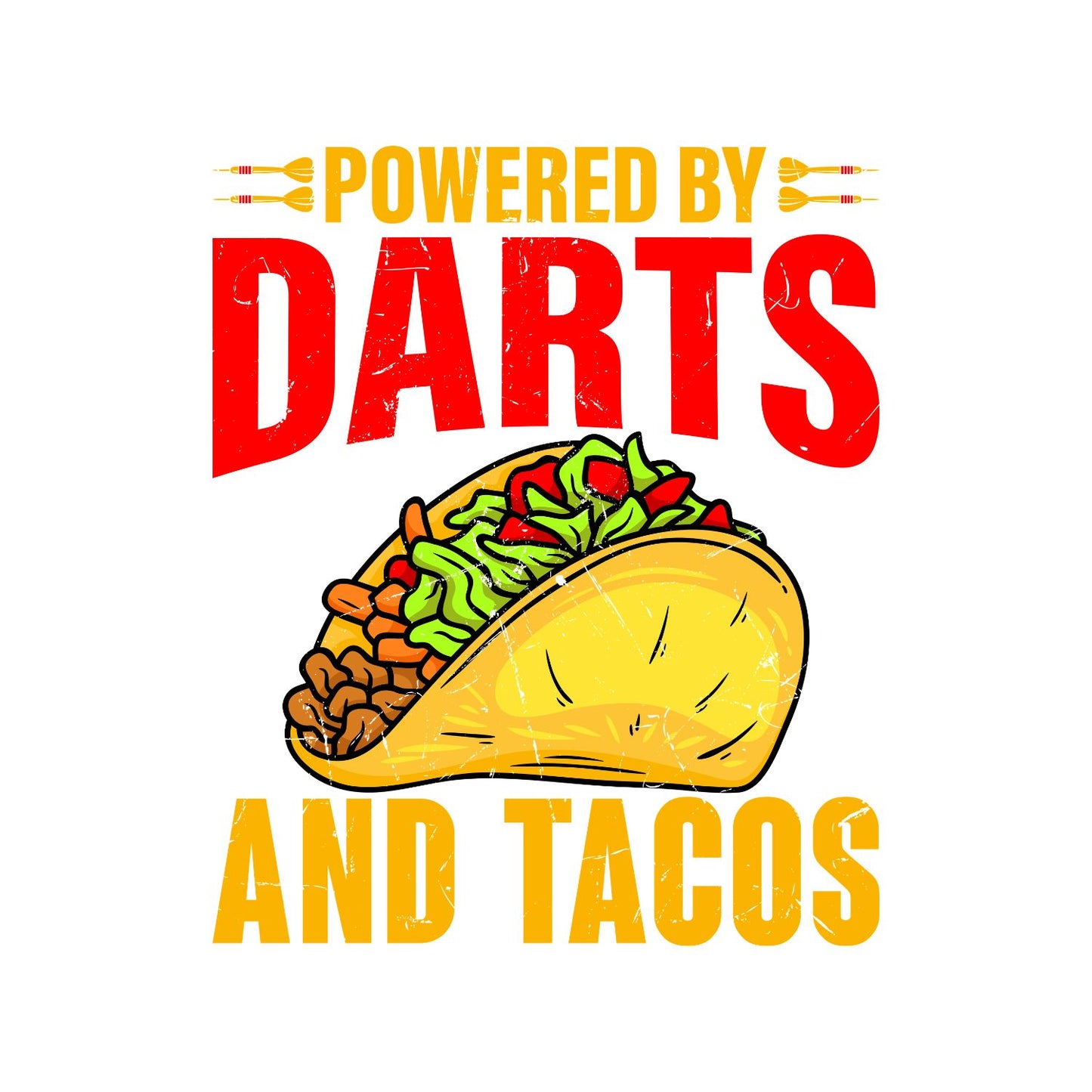 Powered By Darts And Tacos T-Shirt | Darts Graphic Tee | Sports Shirt