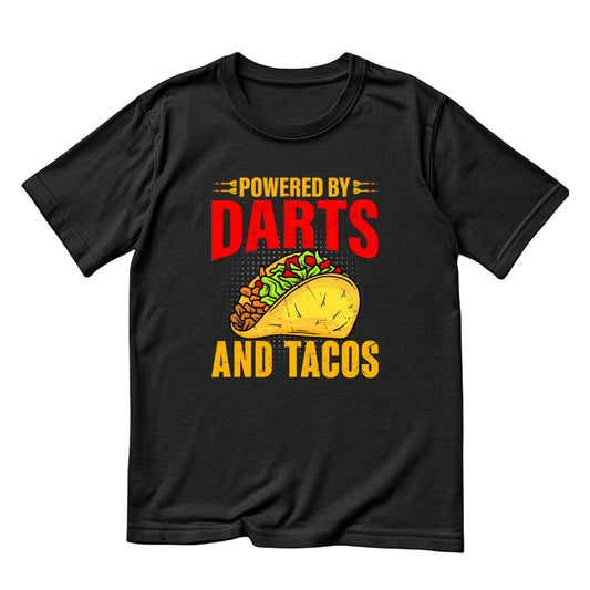 Powered By Darts And Tacos T-Shirt | Darts Graphic Tee | Sports Shirt
