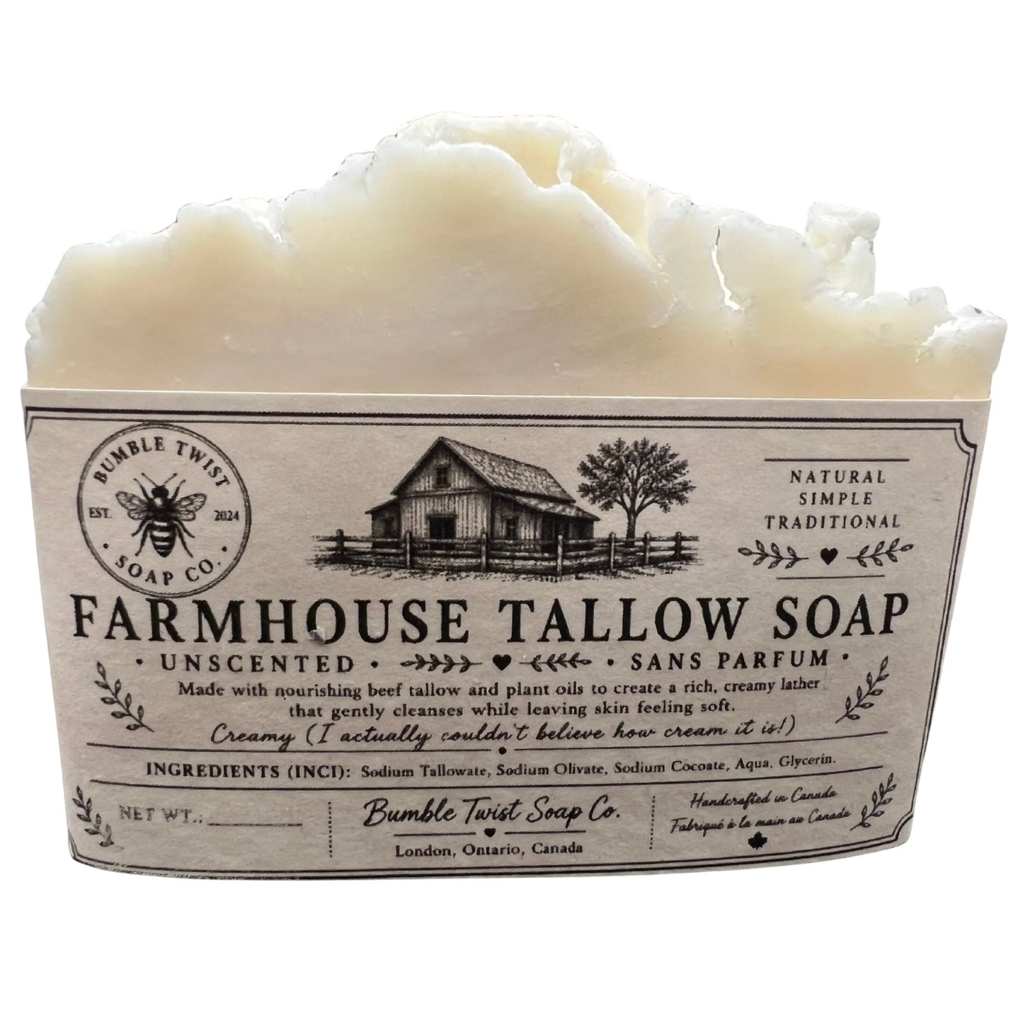 Unscented Farmhouse Tallow Soap