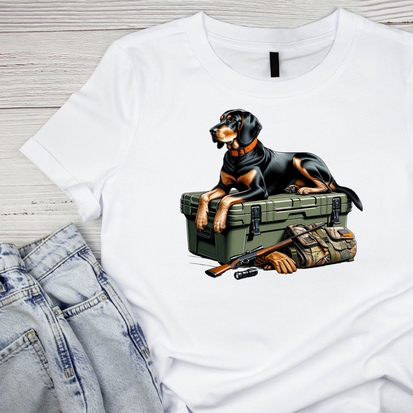 Black & Tan Coonhound Hunting Dog T-shirt | Graphic Tee | Printed Shirt | Animal Lover | Dogs | Rifle Hunting | Hunting Season | Outdoor Sportsman | Sporting Dog