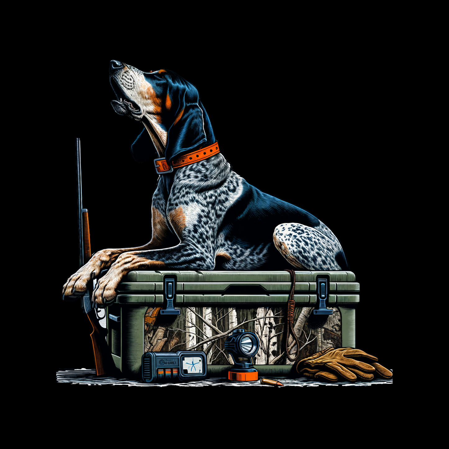 Bluetick Coonhound – Loyal Hunting Dog & Ultimate Tracker T-shirt | Graphic Tee | Printed Shirt | Animal Lover | Dogs | Rifle Hunting | Hunting Season | Outdoor Sportsman | Sporting Dog