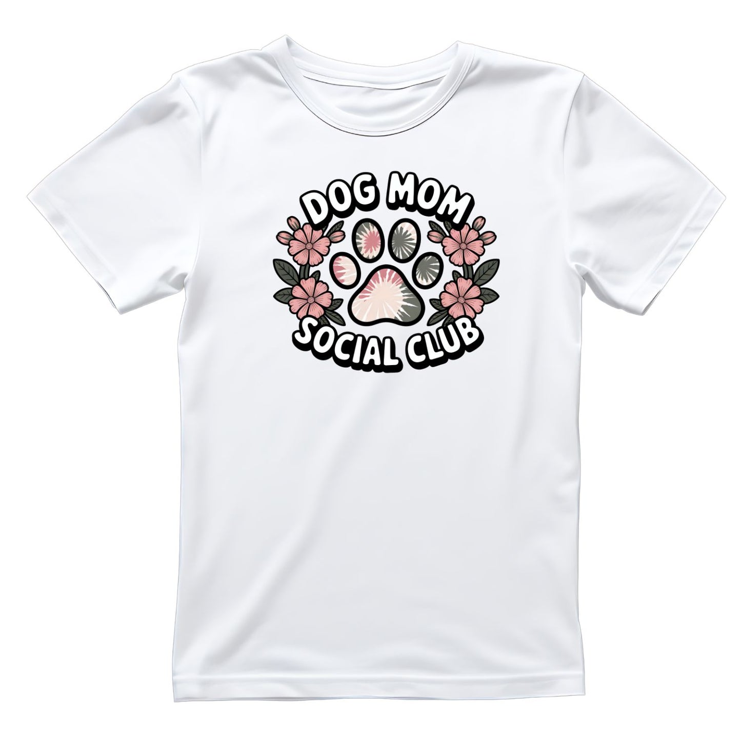 Dog Mom Social Club Paw Flowers T-shirt | Graphic Tee | Printed Shirt | Animal Lover | Dogs