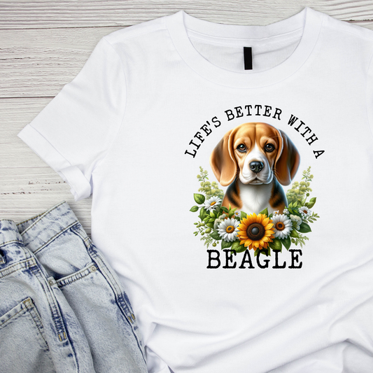 Life’s Better With A Beagle T-shirt | Graphic Tee | Printed Shirt | Animal Lover Pets  | Cute Sweet | Dog