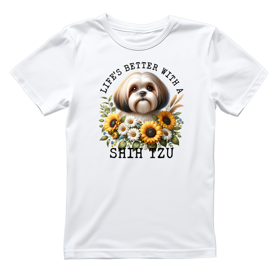 Life’s Better With A Shih Tzu T-shirt | Graphic Tee | Printed Shirt | Animal Lover Pets  | Cute Sweet | Dog