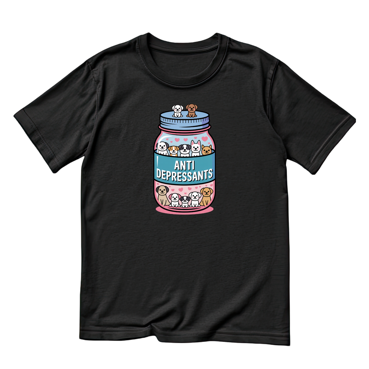 Dog Anti Depressants Pill Bottle T-shirt | Graphic Tee | Printed Shirt | Animal Lover | Dogs | Funny Joke | Cute