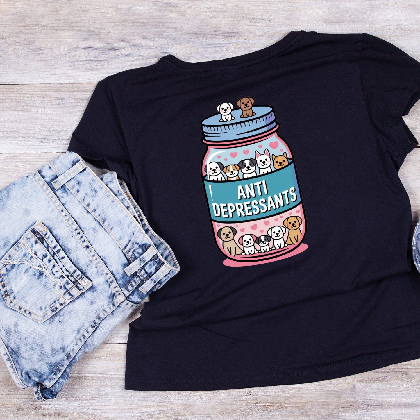Dog Anti Depressants Pill Bottle T-shirt | Graphic Tee | Printed Shirt | Animal Lover | Dogs | Funny Joke | Cute