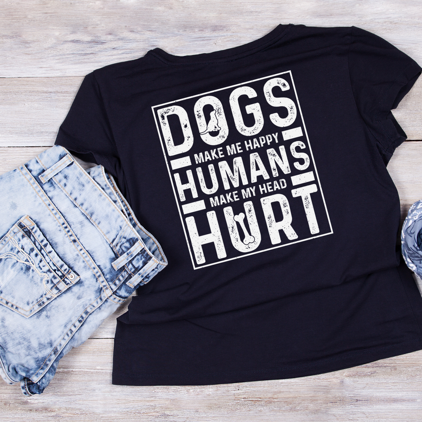 Dogs Make Me Happy - Humans Make My Head Hurt T-shirt | Sarcasm Graphic Tee | Funny Printed Shirt | Animal Lover