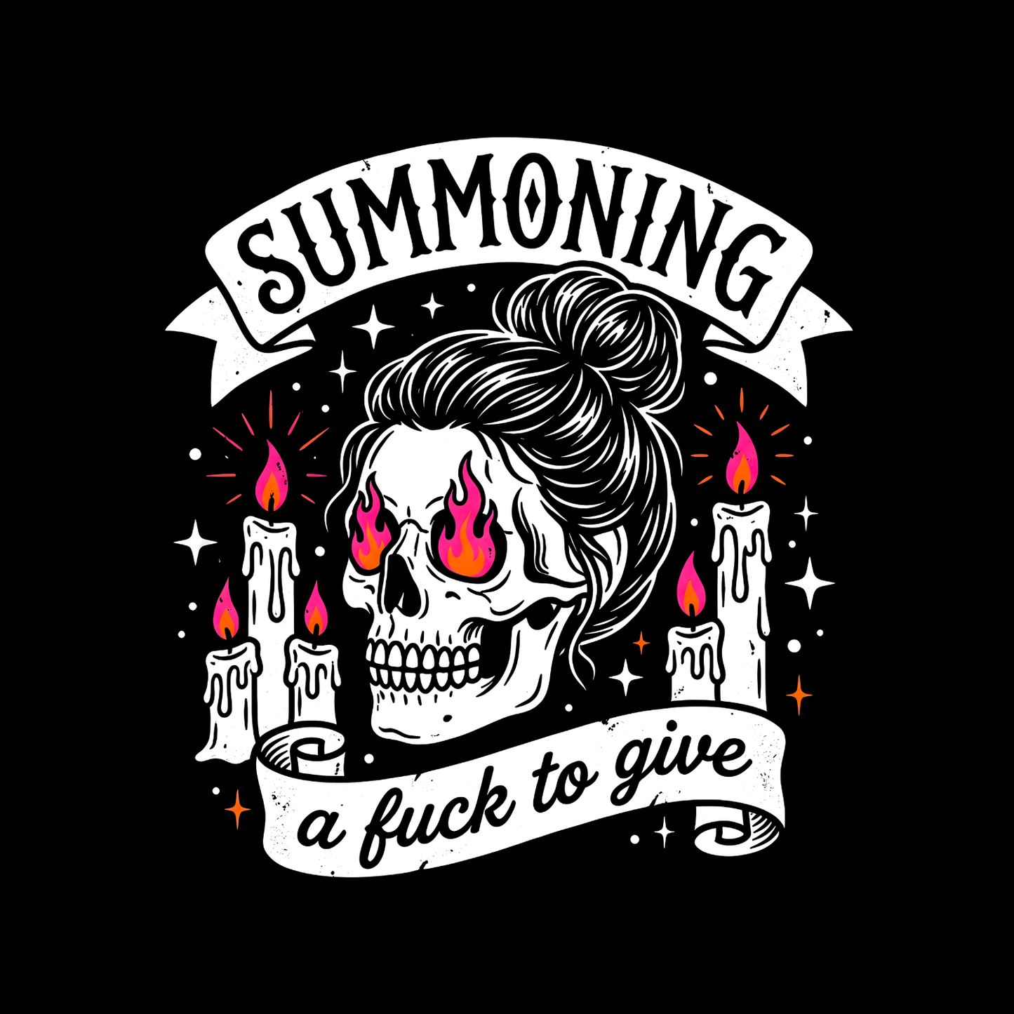 Summoning A Fuck To Give T-Shirt| Roses Skull | Women’s Sarcastic Graphic Tee | Funny Printed Shirt