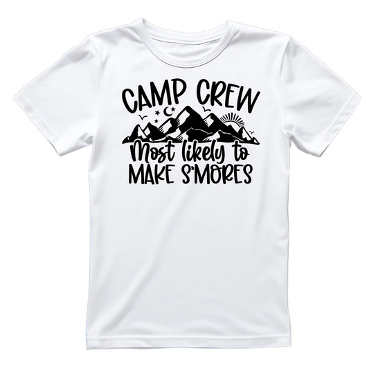 Camp Crew Most Likely To Make S’mores T-Shirt| Funny Campfire | Sarcastic Graphic Tee | Printed Shirt | Camper Life | Nature Lover