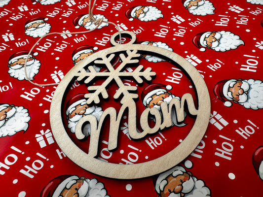 Handmade Wood Christmas Ornament Custom personalized Mom