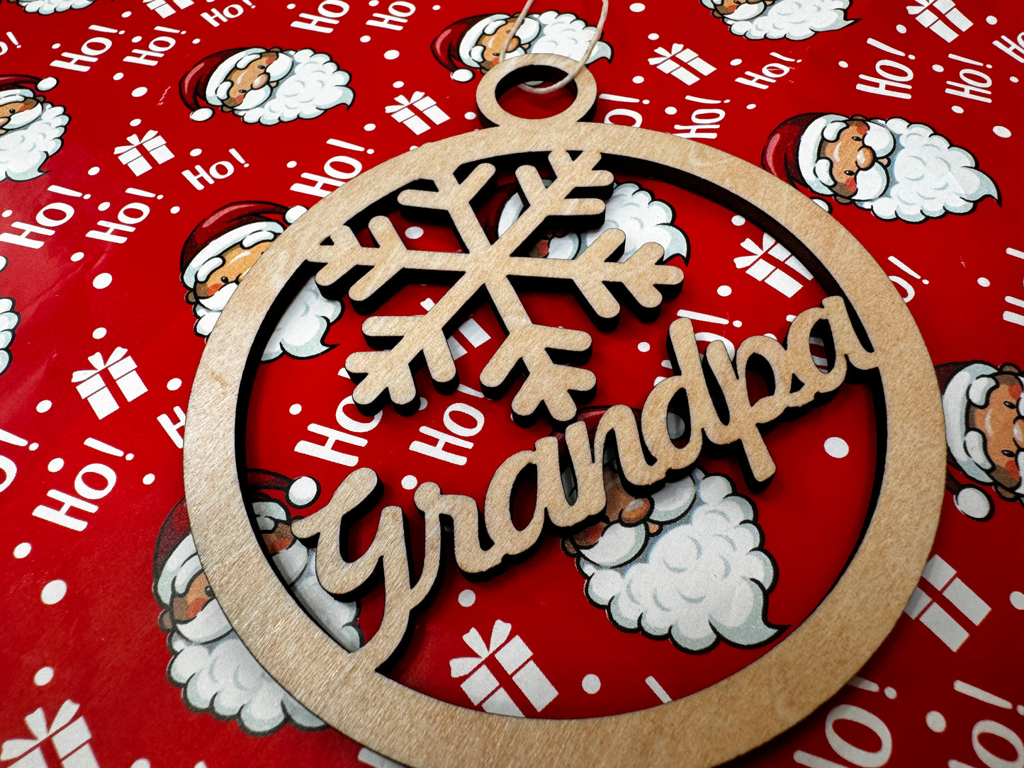 grandpa wood custome christmas ornament