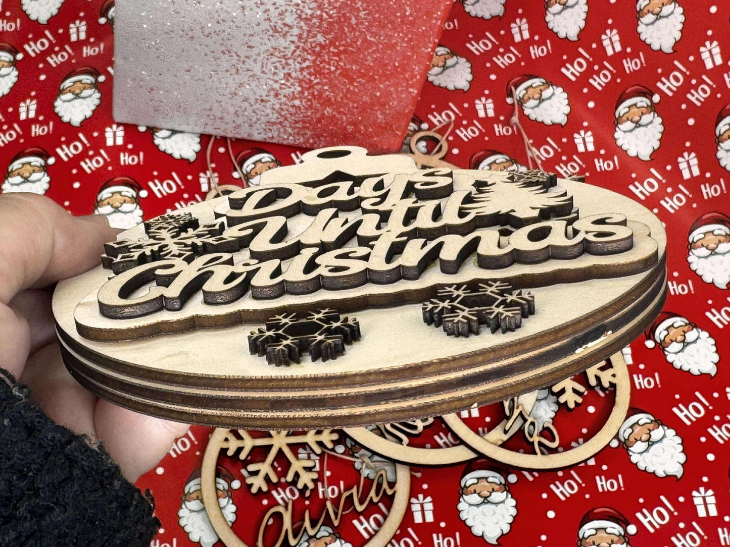 Handmade Wood Laser Cut Christmas Countdown Ornament | Holiday Wall Calendar | Perfect Pre-Christmas Gift