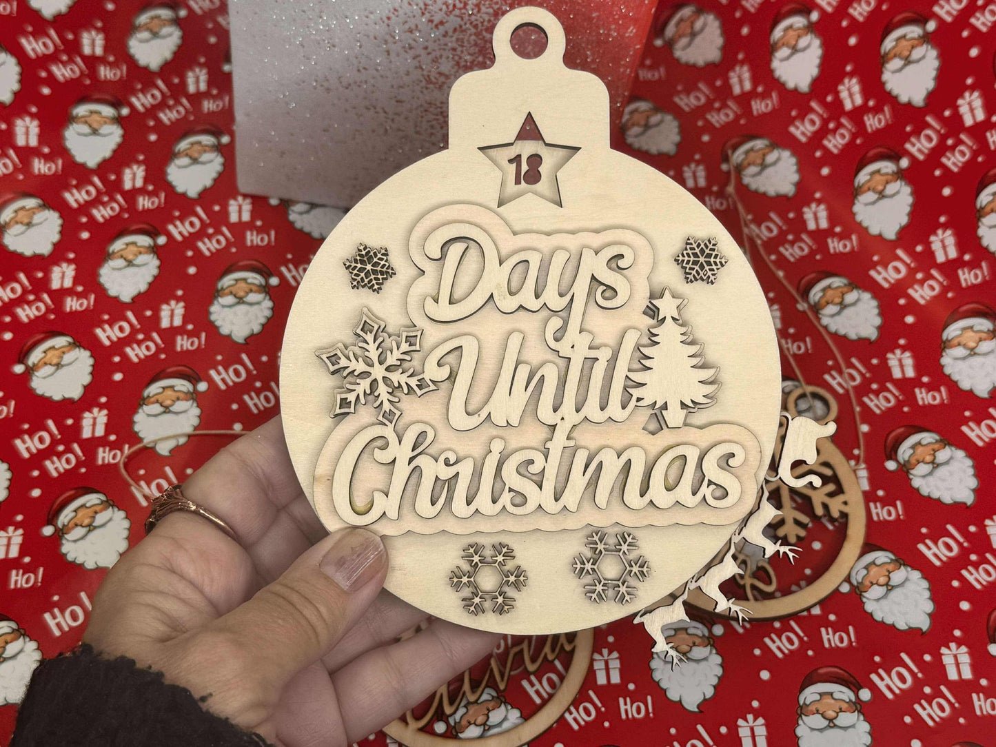 Handmade Wood Laser Cut Christmas Countdown Ornament | Holiday Wall Calendar | Perfect Pre-Christmas Gift