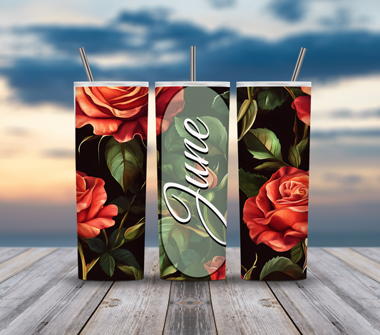 June Roses Floral Birthday Tumbler